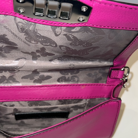 Rebecca Minkoff fuchsia pink leather clutch shoulder bag removable chain straps - Picture 4 of 7